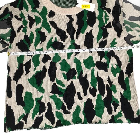 Sugar + Lips Sweater Cropped Crewneck Camo Green NEW Women's XL Knit Casual Top - Picture 4 of 10